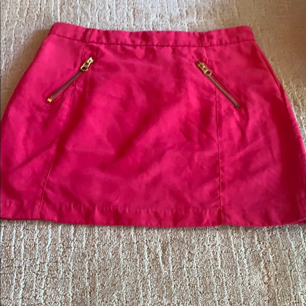 Pink skirt with gold zippers